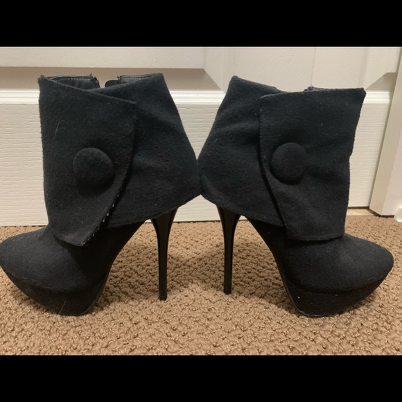 Black Suede Ankle Booties - Picture 1 of 3